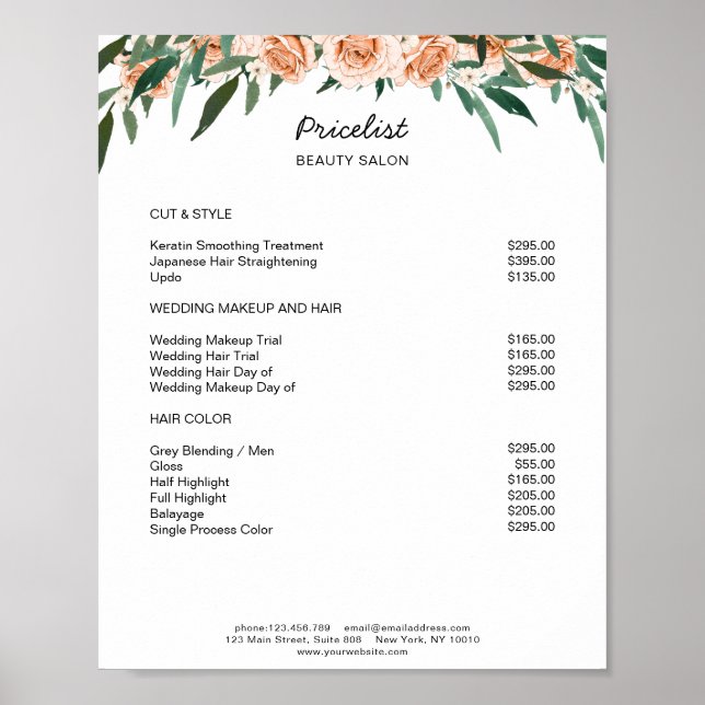 Modern Floral Preislisten  Poster (Front)