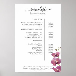 Modern, floral price list Poster
