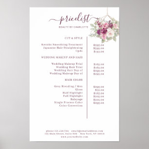 Modern, floral price list Poster