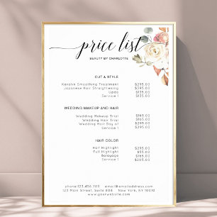 Modern,  floral price list Poster