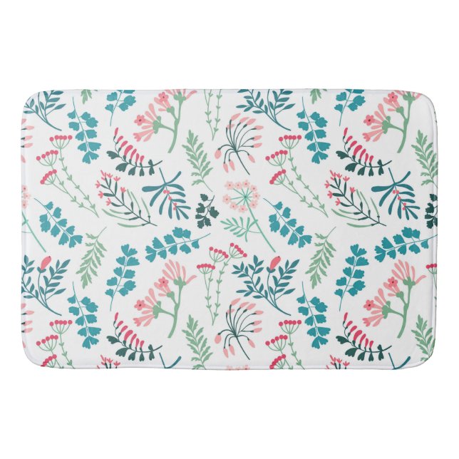 Modern Floral Print Bath Mat (Front)