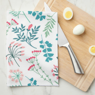 Modern Floral Print Tea Towel