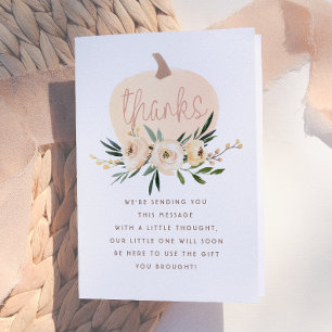 Modern Floral Pumpkin Baby Shower Thank You Card