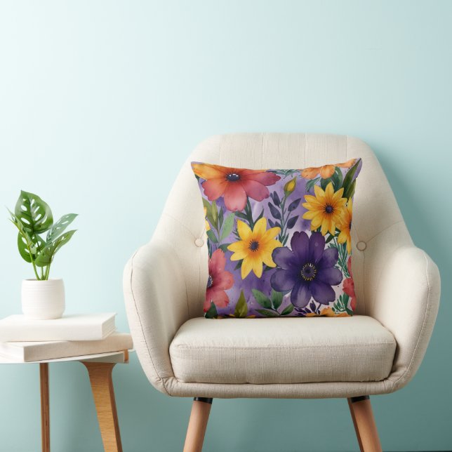 Modern Floral Purple  Cushion (Chair)