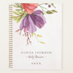 Modern floral purple watercolor feminine business planner<br><div class="desc">Purple plum, red and green beautiful hand painted flowers bouquet on a light blush washed watercolor background making a modern sophisticated feminine planner with minimal style typography script. Easy to personalise with your details! Ideal for landscape designers, florists, makeup artists, cosmetologists, personal stylists, hairstylists, beauty specialists, nail technicians, interior designers,...</div>