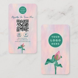 Modern Floral QR Code Connect with Us Vertical Business Card