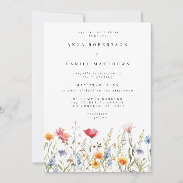 Modern Floral QR Code Wedding Invitation (Front)