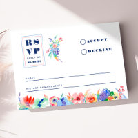 Modern Floral Rainbow LGBTQ Wedding RSVP Card