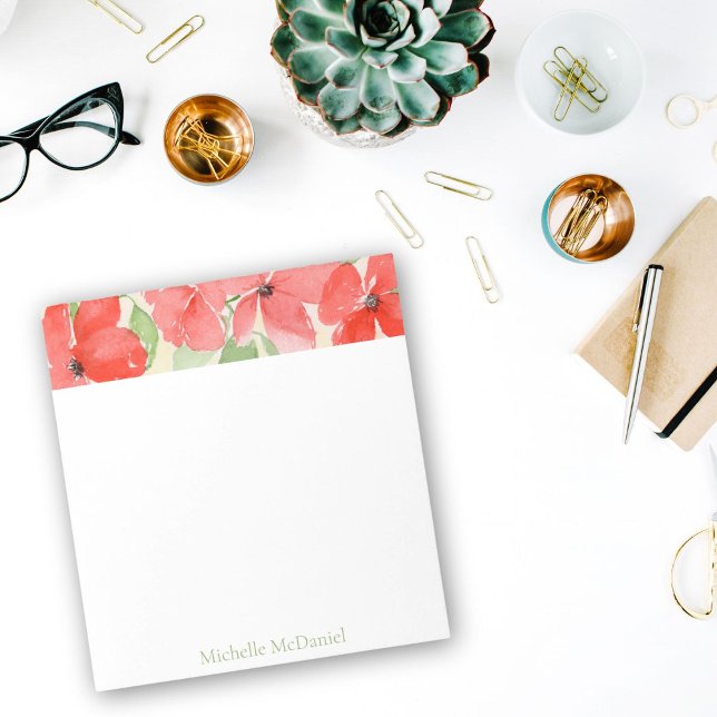 Modern Floral Red Watercolor Poppies Notepad (Creator Uploaded)