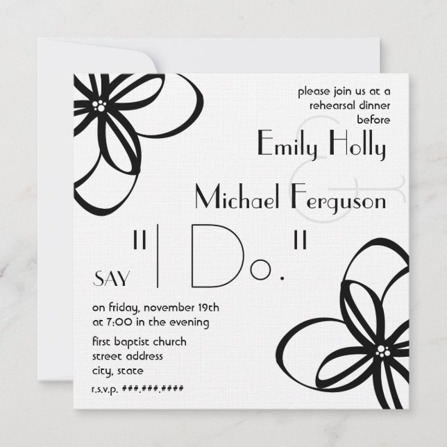Modern Floral Rehearsal Dinner Invitation (Front)