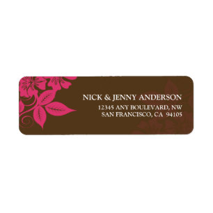 Modern Floral Return Address Label (fuchsia/brown)