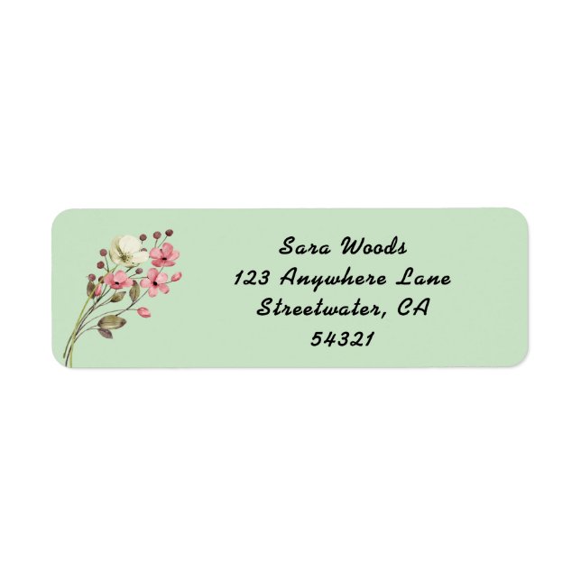 Modern Floral Return Address Label, written text  (Front)