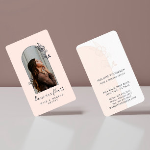 Modern Floral Rose Beauty Photo Arch Pink Business Card