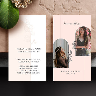 Modern Floral Rose Beauty Photo Arches Pink Business Card