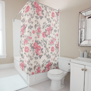 Modern Floral Rose Shower Curtain