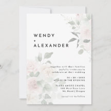 Modern Floral Roses Greenery Wedding