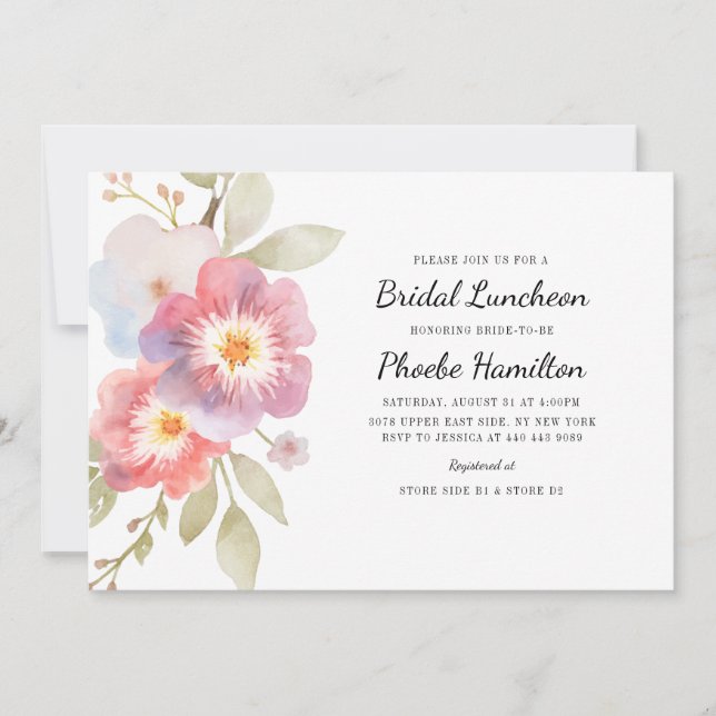 Modern Floral Rustic Botanical Bridal Shower Invitation (Front)