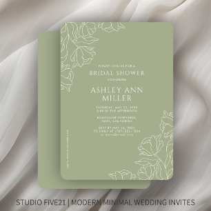 Modern Floral Sage Green Wedding Bridal Shower Invitation