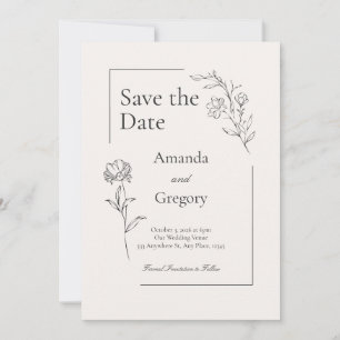 Modern Floral Save the Date Wedding Invitation