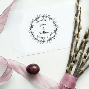 Modern Floral Save the Date Wedding    Rubber Stamp