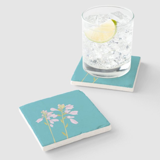 Modern Floral Silhouette Stone Coaster (Side)