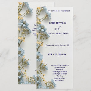 Modern Floral Simple Wedding Program