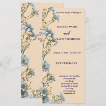 Modern Floral Simple Wedding Program