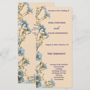 Modern Floral Simple Wedding Program