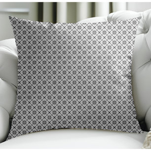 Modern Floral Small Plaid Pattern White Cushion