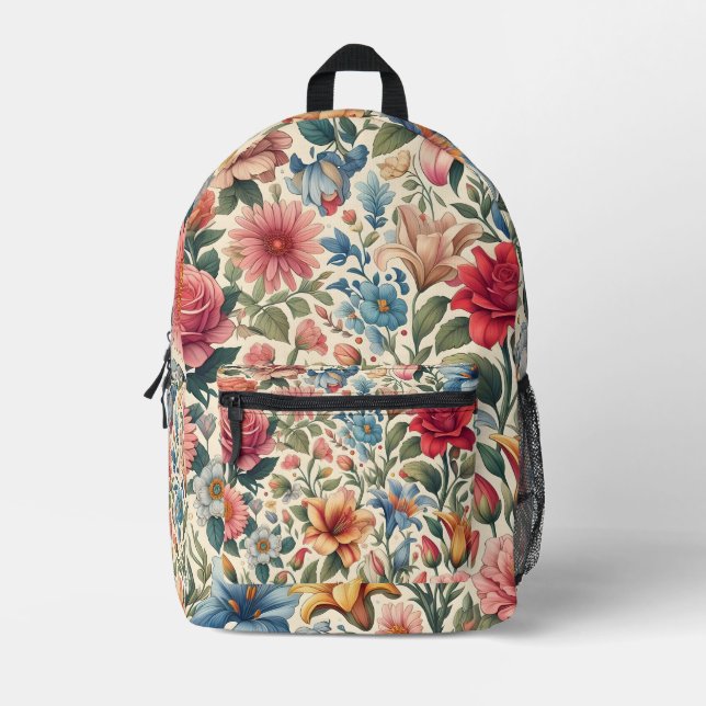 Modern Floral Splash Backpack (Front)