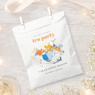 Modern Floral Tea Cup Bridal Shower Tea Party  Favour Bags