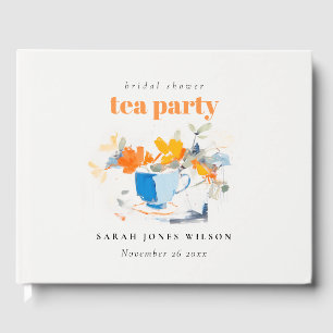 Modern Floral Tea Cup Bridal Shower Tea Party Guest Book