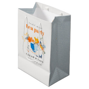 Modern Floral Tea Cup Bridal Shower Tea Party  Medium Gift Bag