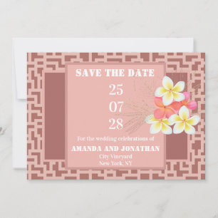 Modern Floral Terracotta Save the Date Card