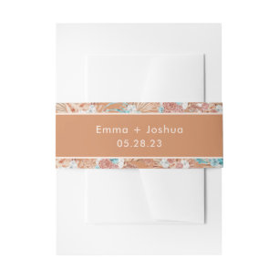 Modern Floral Terracotta Wedding Invitation Belly Band