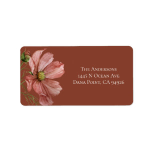 Modern Floral Terracotta Wedding  Label
