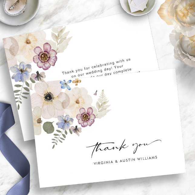 Modern Floral Thank You Card (Modern Boho Watercolor Floral Thank You Card by Painted Paperie
)