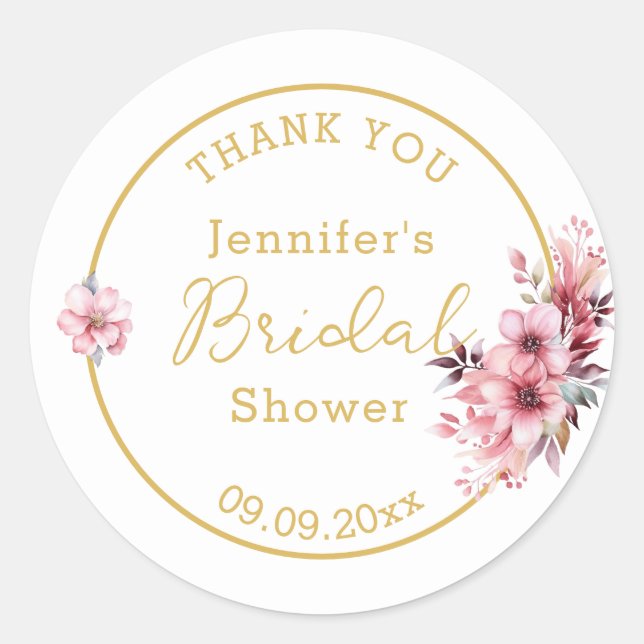 Modern Floral Thank You Classic Round Sticker (Front)