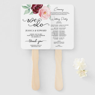 Modern Floral Thank You Elegant Wedding Program Hand Fan