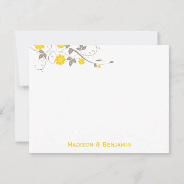 Modern Floral Thank You Note - Mustard Card (Front)