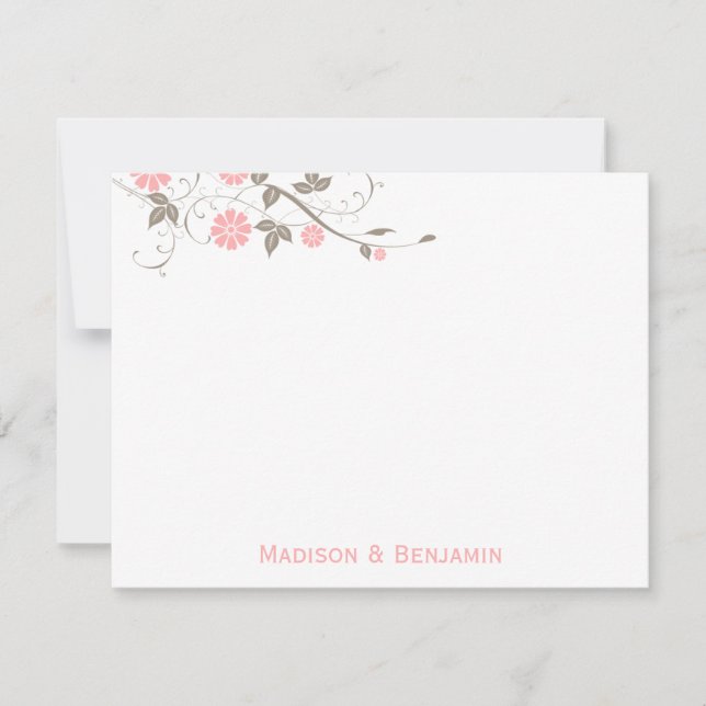Modern Floral Thank You Note - Soft Pink Card (Front)