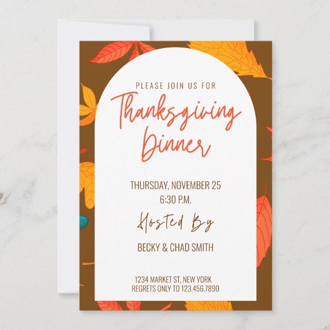 Modern Floral Thanksgiving Dinner Invitation (Front)