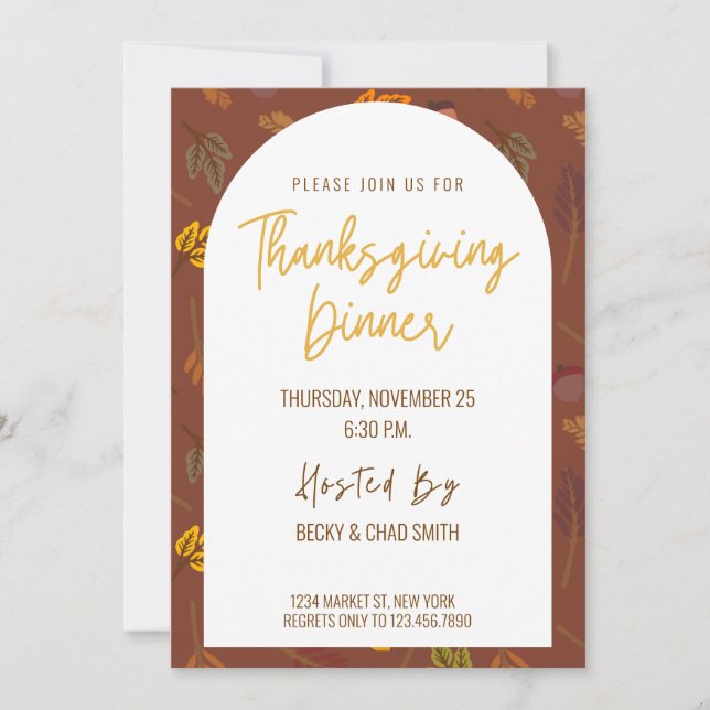 Modern Floral Thanksgiving Dinner Invitation (Front)
