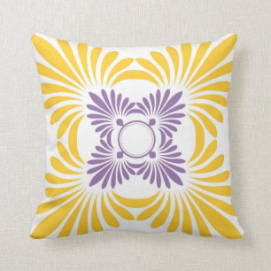 Modern Floral Throw Pillows:Purple Yellow Cushion