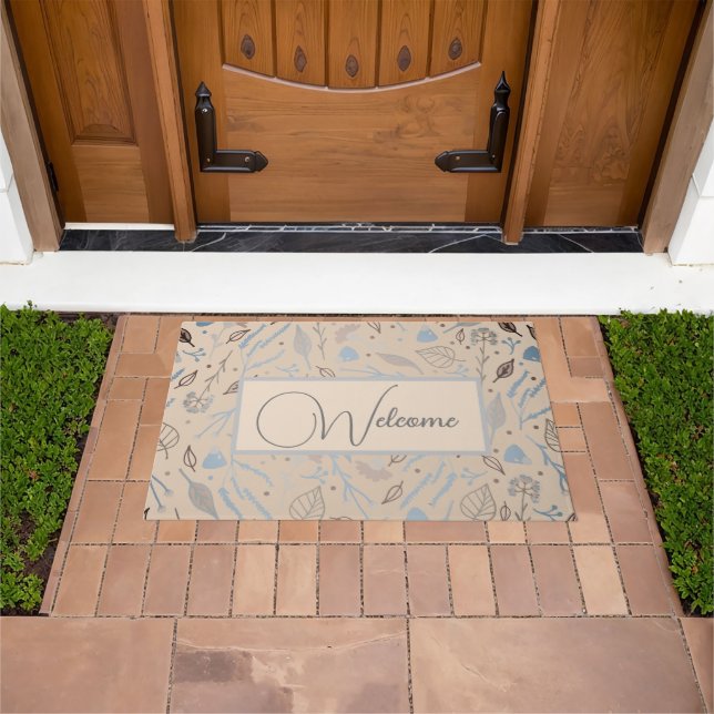 Modern Floral Trendy Personalised Doormat (Outdoor)