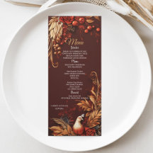 Modern Floral Turkey Elegant Wedding Menu