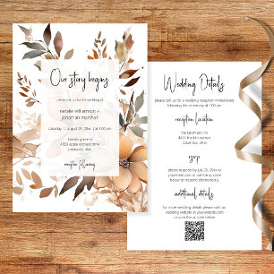Modern Floral Two Sided Wedding Invitation