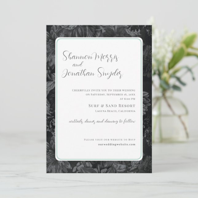 Modern Floral Wallpaper Wedding Invitation (Standing Front)