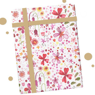 Modern Floral Watercolor Art Wrapping Paper