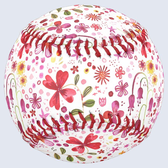 Modern Floral Watercolor Baseball (Modern watercolor floral baseball)